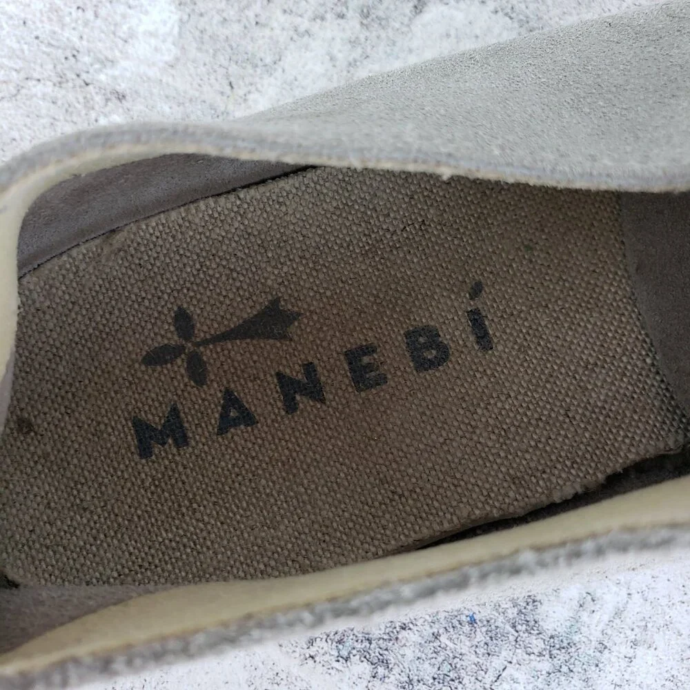 Manebi Hamptons Espadrille Sneaker Platform Jute Gray Suede Leather size 41